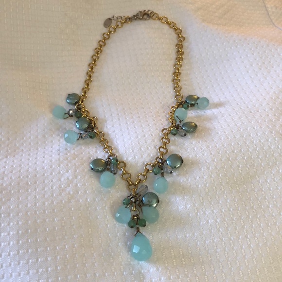 Green Semi precious stones and coin pearl necklace. - Picture 1 of 9